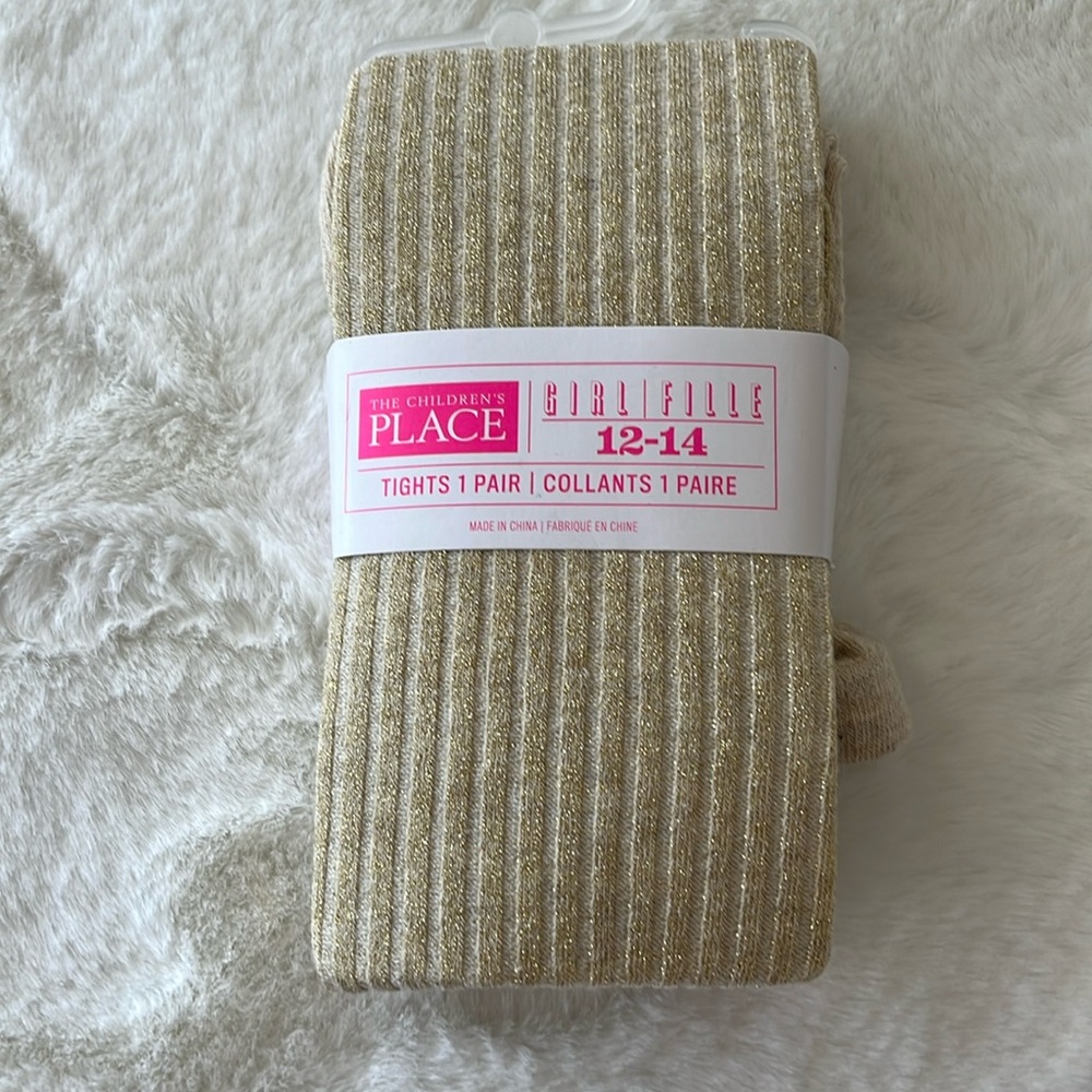 NWT Children’s Place gold glitter tights size 12-14